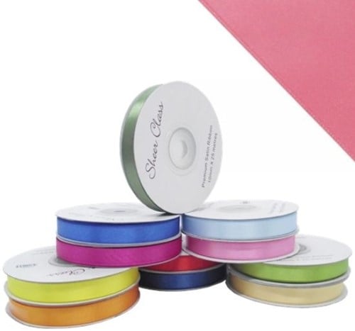 [A-025585] Satijnlint Dubbelsatijn Antennelint Pink 10 mm rol 25 meter