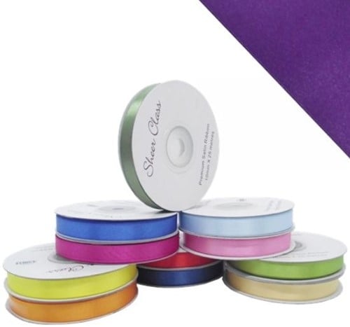 [A-025586] Satijnlint Dubbelsatijn Antennelint Purple 10 mm rol 25 meter