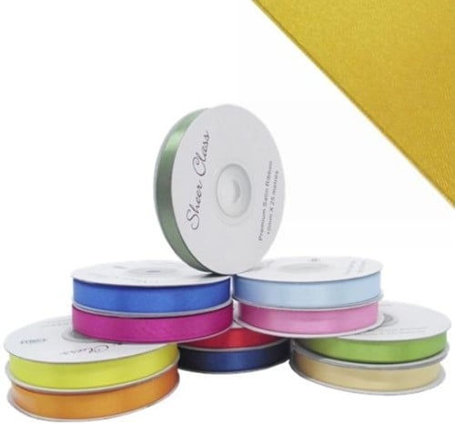 [A-025595] Satijnlint Dubbelsatijn Antennelint Lichtgoud 16 mm rol 25 meter