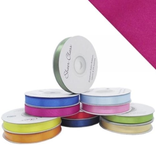 [A-025598] Satijnlint Dubbelsatijn Antennelint Cerise 16 mm rol 25 meter