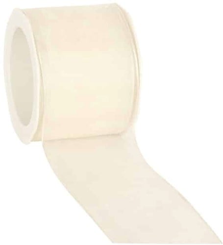 [A-025645] Lint Organza met draad Ivory Champagne 70 mm rol 20 m