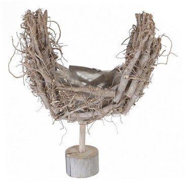 [A-017472] Nest frame op houten voet 30x20x45cm whitewash 