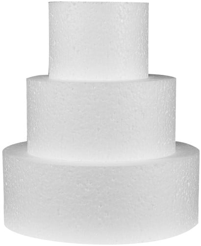 [A-024480] Styropor Piepschuim Taarten 3 lagen Ø 10–15–20 cm, hoogte 7 cm taartset