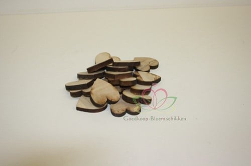 [A-009080] Houten hartjes Naturel 3,5 cm 50 stuks zak