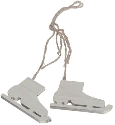 [A-010614] Houten Schaatsen White wash 10x6 cm per 5 paar