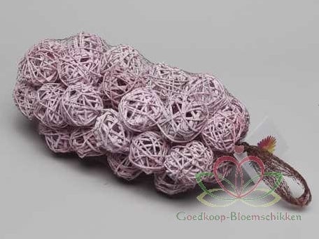 [A-010725] Rattan Ballen Brunch Ball Pink Wash dia 4 cm ca. 40 stuks