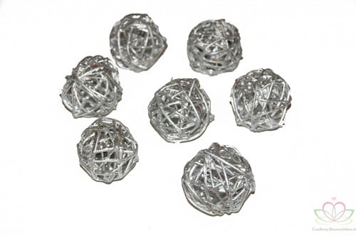 [A-011271] Rattan Ballen Brunch Ball Zilver dia 4 cm ca. 14 stuks