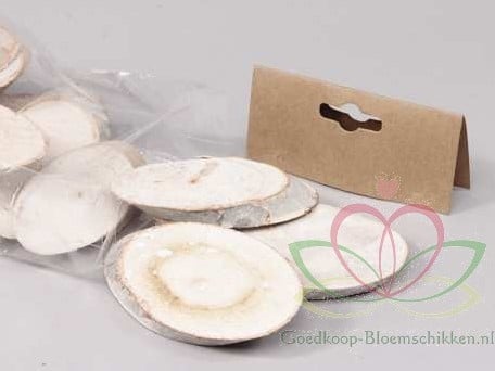 [A-011317] Berkenschijf ovaal Antraciet Wit ca. 6-9 cm 15 stuks kleinverpakking