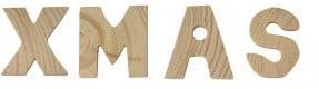 [A-011493] Houten letters XMAS 5x1 cm per set