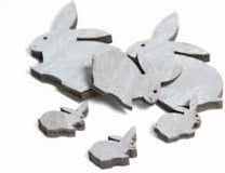 [A-011798] Houten Konijntjes Grijs Gemengde Maten