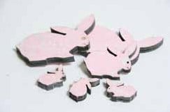 [A-011801] Houten Konijntjes Roze gemengde maten 