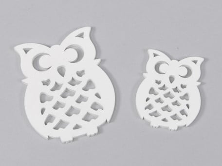 [A-012689] Houten Uiltjes Wit 5–7 cm 10 stuks