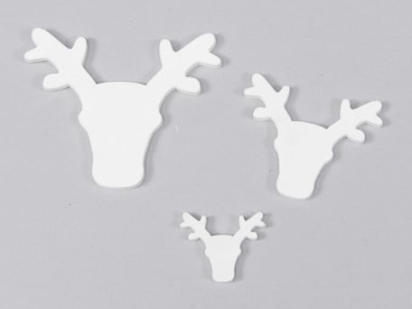 [A-012692] Houten Rendierkop Wit 3/5/7 cm 20 stuks