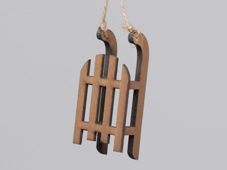 [A-012725] Houten 4 sleetjes hangers kerstdecoratie Naturel 9 cm
