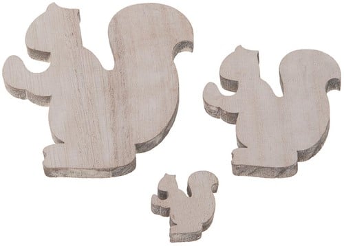 [A-012917] Houten Eekhoorntjes Whitewash 2,5-7 cm 18 stuks