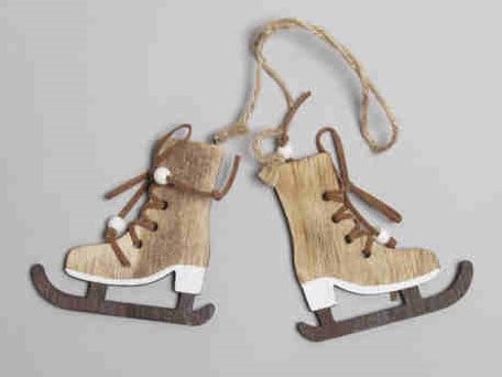 [A-014191] Houten Schaatsen Naturel 8,5x8,5 cm hanger