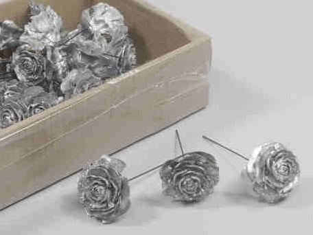 [A-014211] Cederroos op draad Zilver glitters ca. 70 stuks