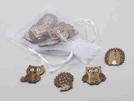 [A-014400] Houten Figuurtjes Uiltjes en Egeltjes 16 stuks