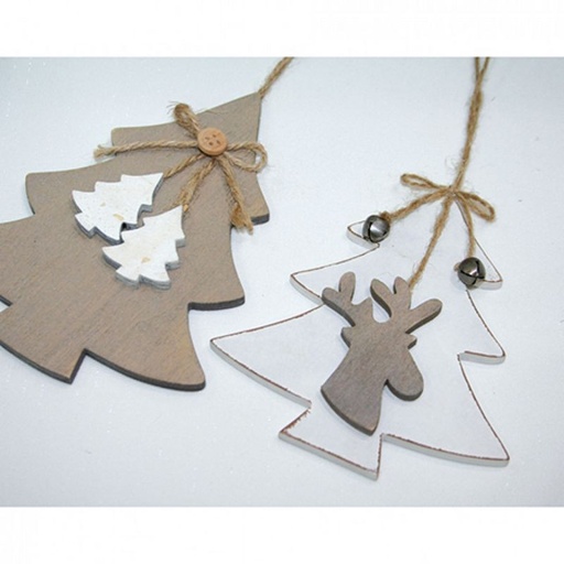 [A-014634] Hanger hout boom Wit met eland handgemaakt 11,5x0,5x15 cm per stuk