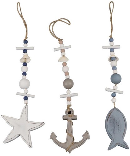 [A-015204] Houten maritieme Strandhangers 3 verschillende