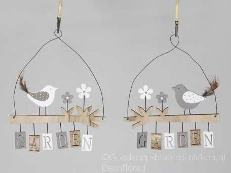 [A-015313] Hanger Garden Wit Grijs 20x21,5 cm assorti per stuk