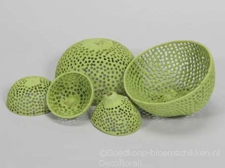 [A-015316] Kokosschalen Bell Cup Netted Groen gemengde maten zak 10 stuks