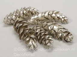 [A-016177] Dennenappel STROBUS Grote dennenappel Platinum 10-15cm Zak50