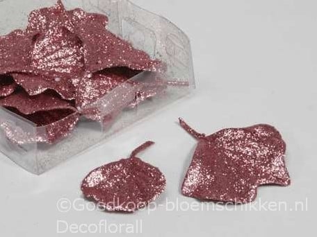 [A-016544] Ginkgo Biloba blad glitter Coral Dust 16 stuks