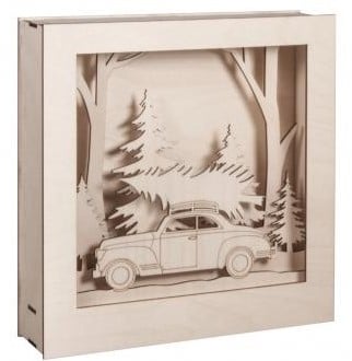 [A-016680] Houten bouwset 3D lijst Auto FSC 30x30x6 cm 1 set