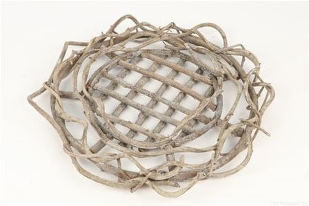 [A-017464] Curly Amboyna Plate Wood White Wash H6 D35