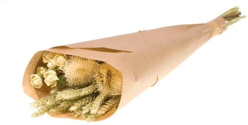 [A-022295] Droogbloemenboeket Natural Groen/White in Craft Paper
