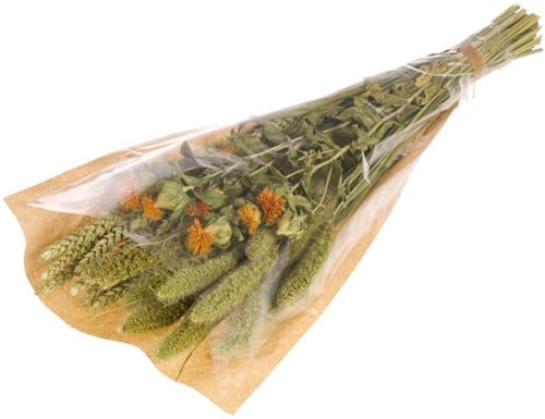 [A-022937] Droogbloemenboeket Orange Naturel in Krafthoes