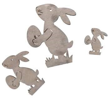 [A-023985] Houten Haasjes Grijs 3/5/7 cm 20 stuks