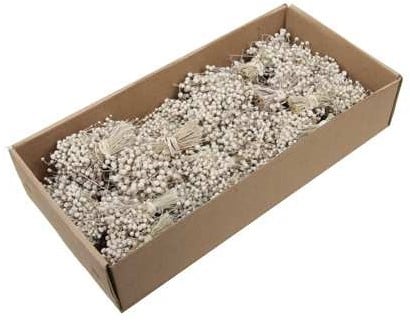 [A-027015] Gips bundeltjes Mini Button Posy op draad White Wash 10 cm 30 stuks