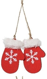 [A-027176] Hanger Houten Wanten Rood met Wit per stuk