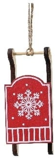 [A-027177] Hanger Houten Slee Rood met Wit per stuk