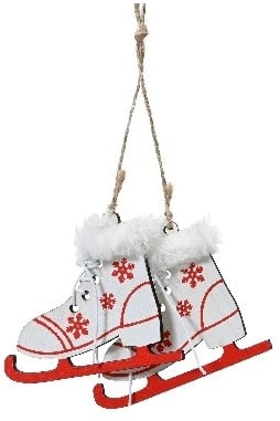 [A-027178] Hanger Houten Schaatsen Wit 8 cm per stuk