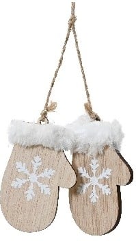 [A-027179] Hanger Houten Wanten Naturel met Wit per stuk