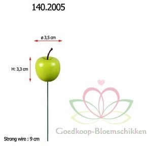 [A-009876] Appel op draad Groen 3,5 cm ca. 25 stuks