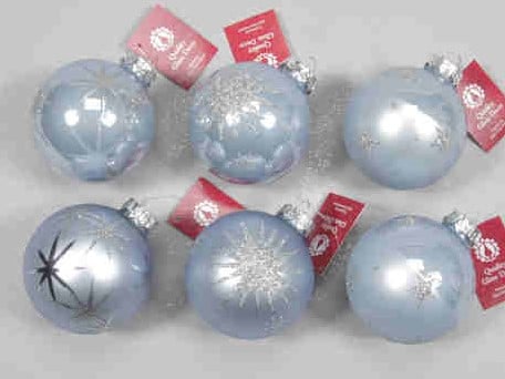 [A-014375] Kerstballen glas Artic Blue 12 stuks