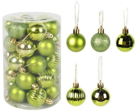 [A-022533] Kerstballen kunststof onbreekbaar Groen 4 cm 34 stuks