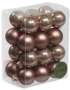 [A-022669] Kerstballen Glas Ginger Combi 25 mm doos 24 stuks