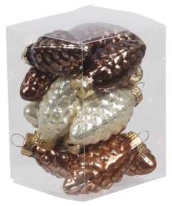 [A-023123] Hangers Dennenappelvorm Opal Natural Combi 6 cm doos 12 stuks