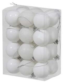 [A-023196] Kerstballen kunststof onbreekbaar Wit combi 4 cm 24 stuks