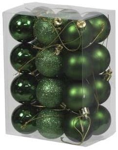 [A-023198] Kerstballen kunststof onbreekbaar Forest Groen combi 4 cm 24 stuks