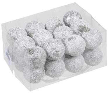 [A-023203] Kerstballen kunststof onbreekbaar White Zilver combi 4 cm 24 stuks