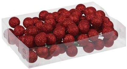 [A-024646] Glitter Kerstballen Rood 30 mm doosje 10x8 stuks