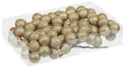 [A-024647] Glitter Kerstballen Goud, Dark Goud 30 mm doosje 10x8 stuks