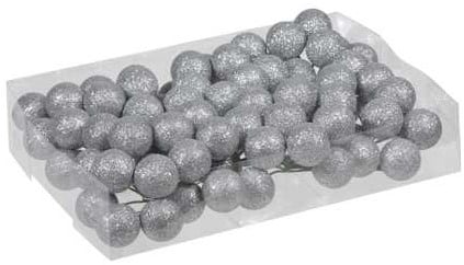 [A-024648] Glitter Kerstballen Zilver 30 mm doosje 10x8 stuks