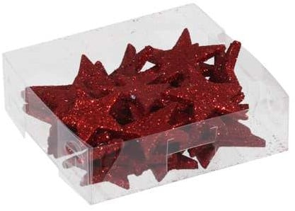 [A-024651] Glittersterren Rood 35/45/55/65 mm doosje 24 stuks